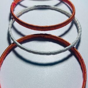 Elegant Orange and Silver Bangle Set